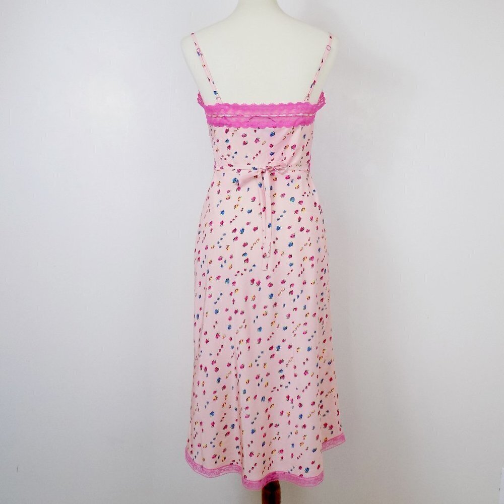 new with tags betsey johnson pink coral floral print lace slip dress sexy summer - Picture 8 of 8